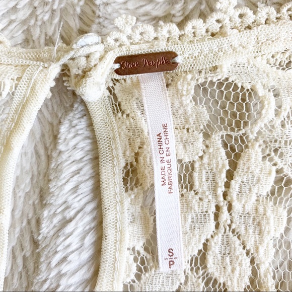 (4 for $20) FREE PEOPLE Boho Ivory Lace PeplumTop Sz S - Picture 6 of 12